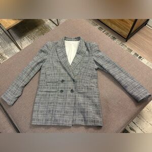 Mango Gray Plaid Blazer